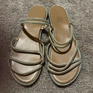 Brown and silver sandals